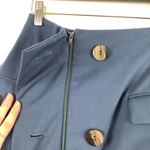 Ji Oh Wool Mini Skirt with Peekaboo Hem Blue/White - Picture 5 of 6